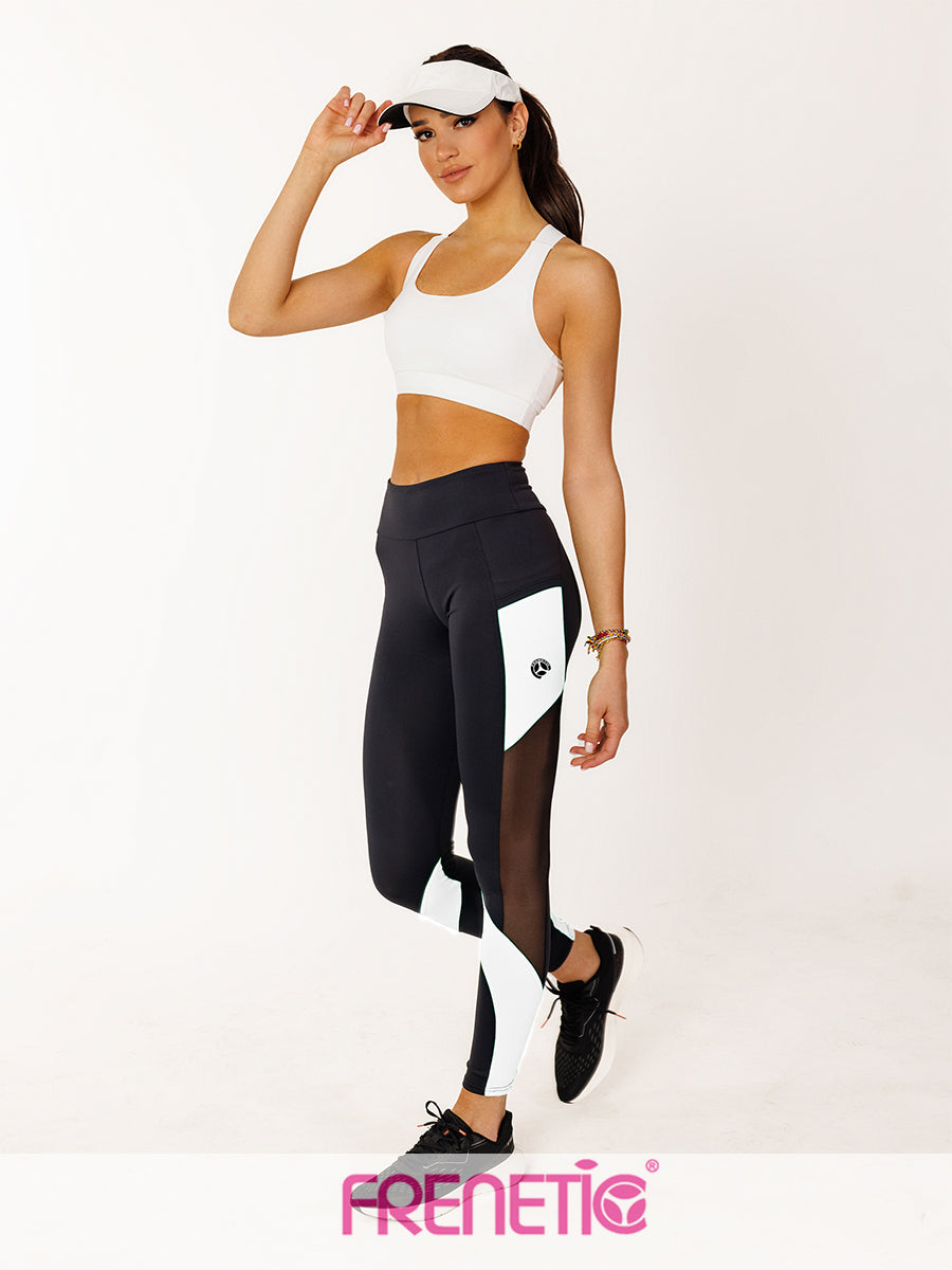 JULIA-01/00 fekete, fehér, zsebes fitnesz leggings