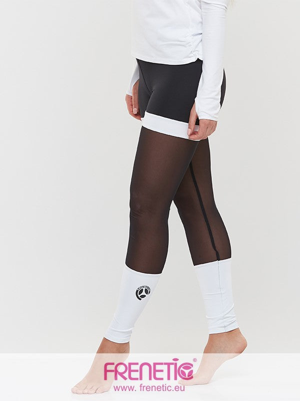 OBELIA-01/00 fekete-fehér, tüll betétes leggings