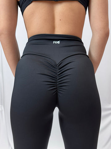 SIENNA-01 fekete, ráncolt fenekű sport leggings